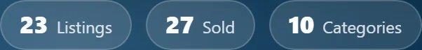 Detail: 23 listings, 27 sold, 10 categories