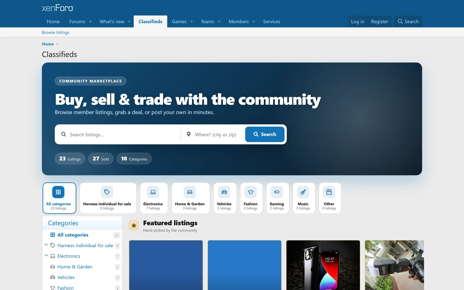 Classified: the community marketplace with search, categories and featured listings