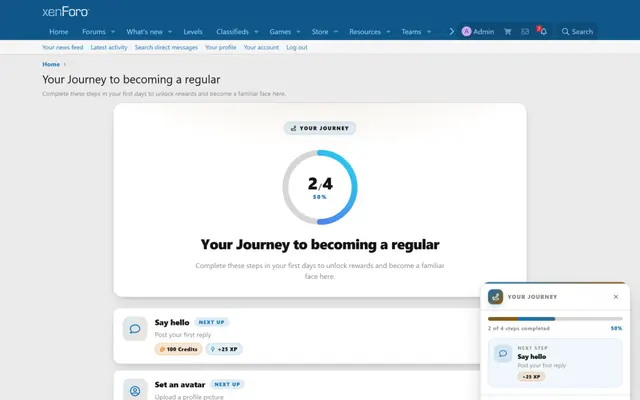 Journey: your journey to becoming a regular, with its steps